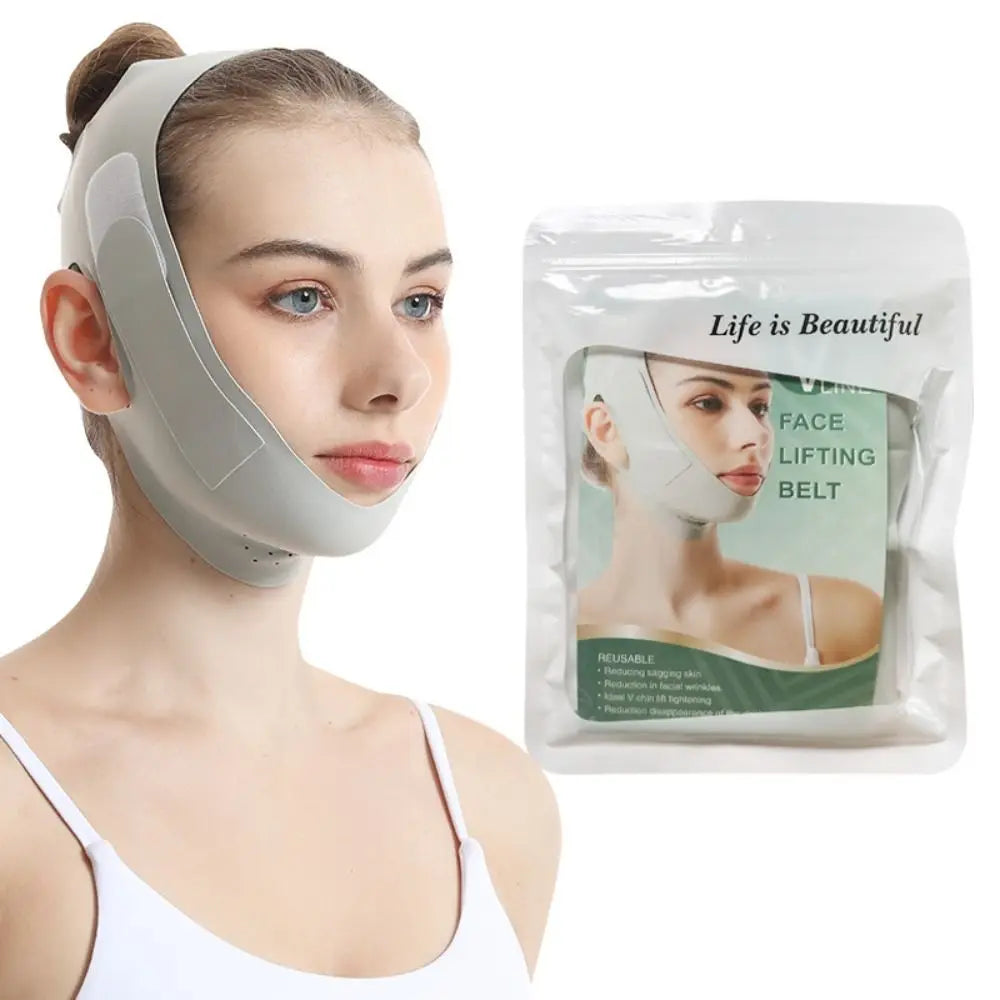 Portable Adjustable Face Lifting Belt Breathable V Shaped Facial Lifting Strap Resuable Cooling Chin Up Mask Skin Care