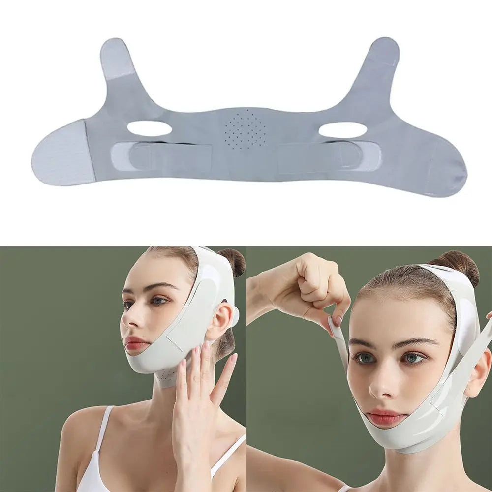 Portable Adjustable Face Lifting Belt Breathable V Shaped Facial Lifting Strap Resuable Cooling Chin Up Mask Skin Care