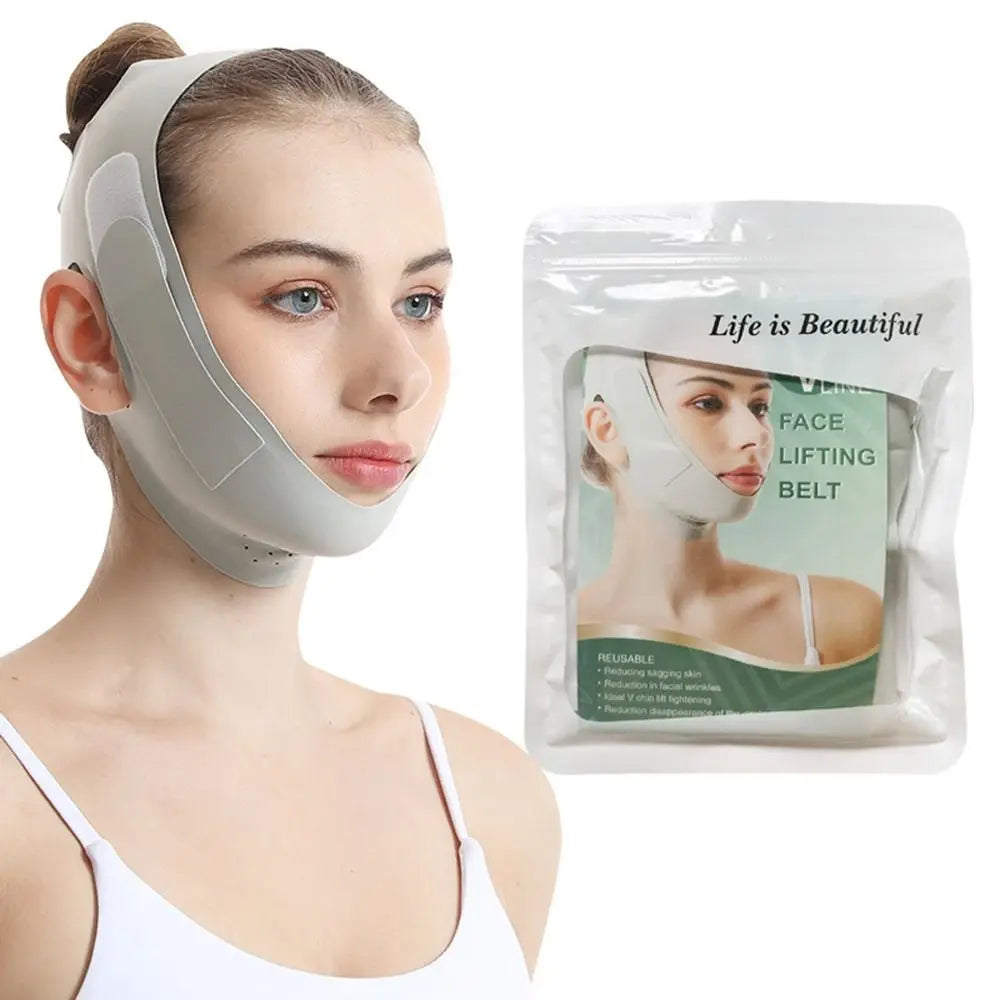 Portable Adjustable Face Lifting Belt Breathable V Shaped Facial Lifting Strap Resuable Cooling Chin Up Mask Skin Care